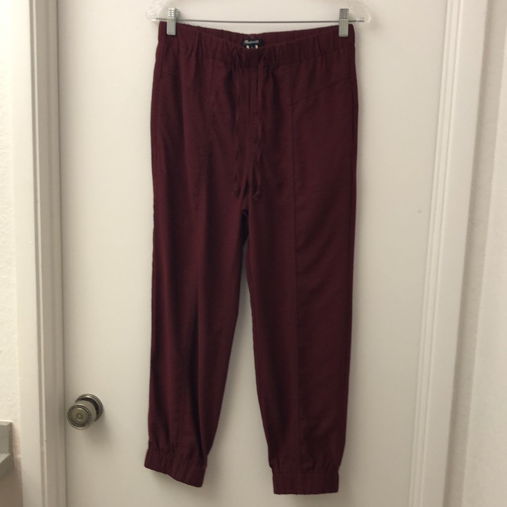 MADEWELL Women’s Drapey Seamed Track Trouser Jogger Pants In Maroon Size Small - Picture 5 of 8